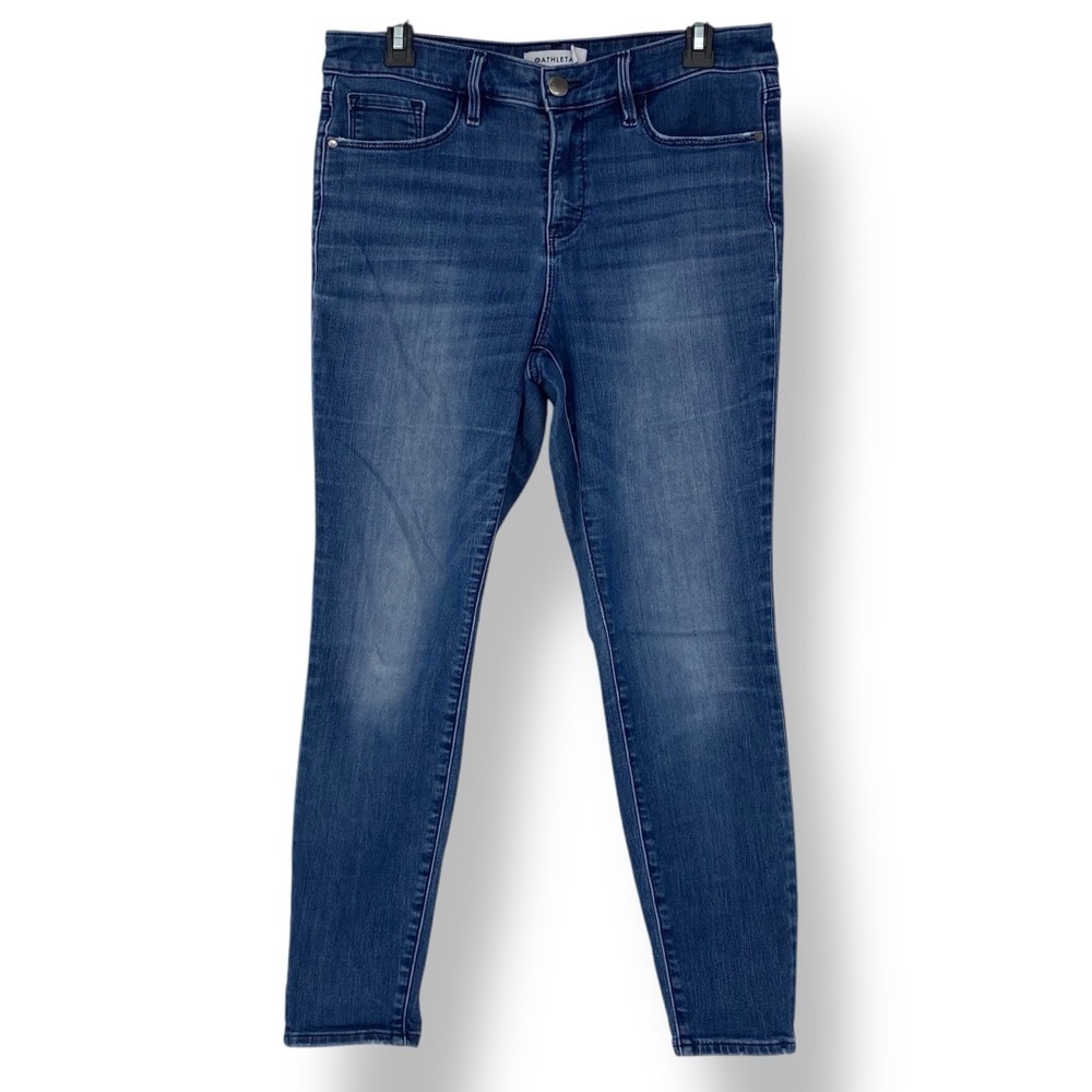 Athleta skinny stretch faded blue jeans women's size 10 Petite